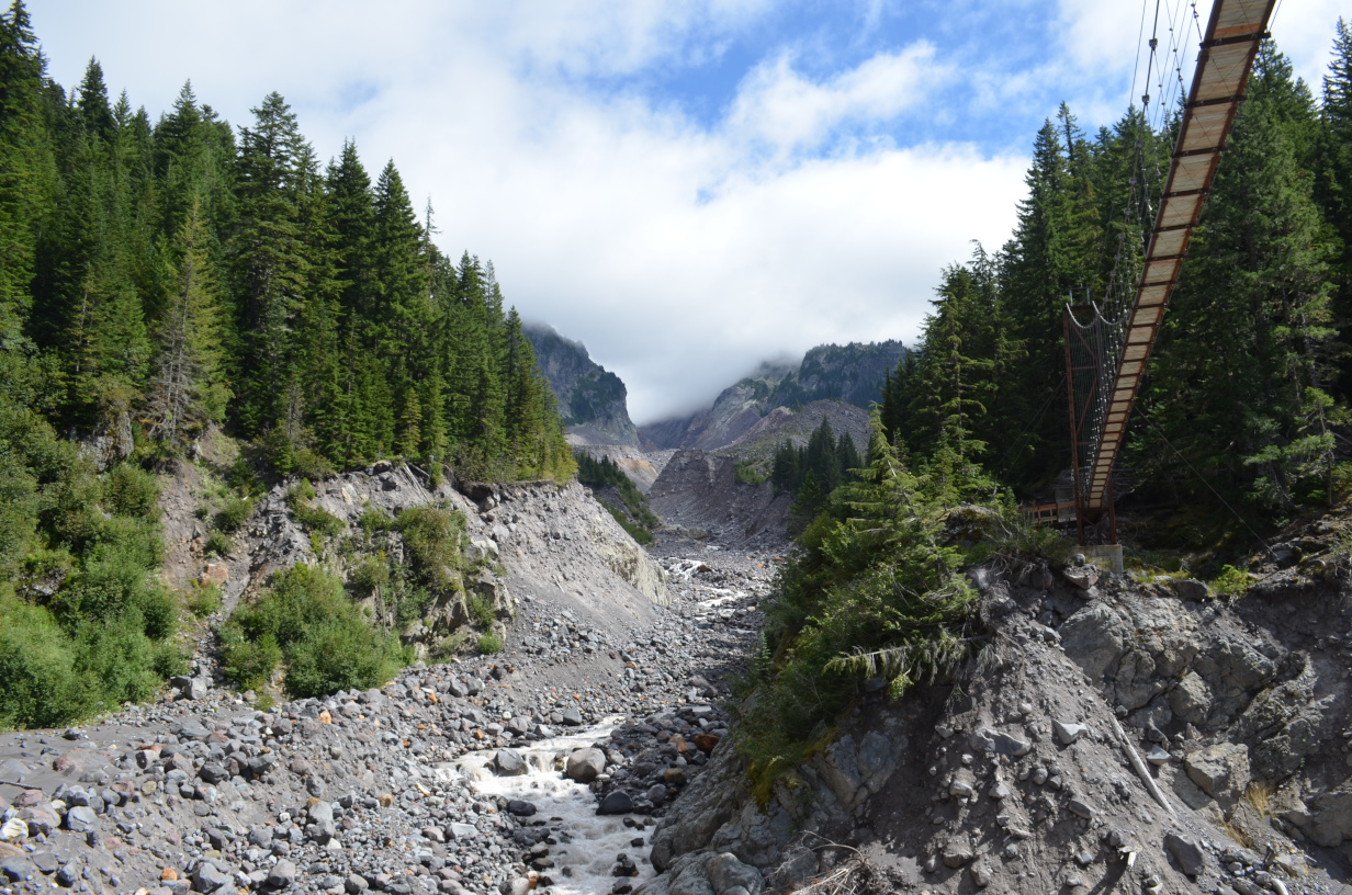 View of canyon and bridge.