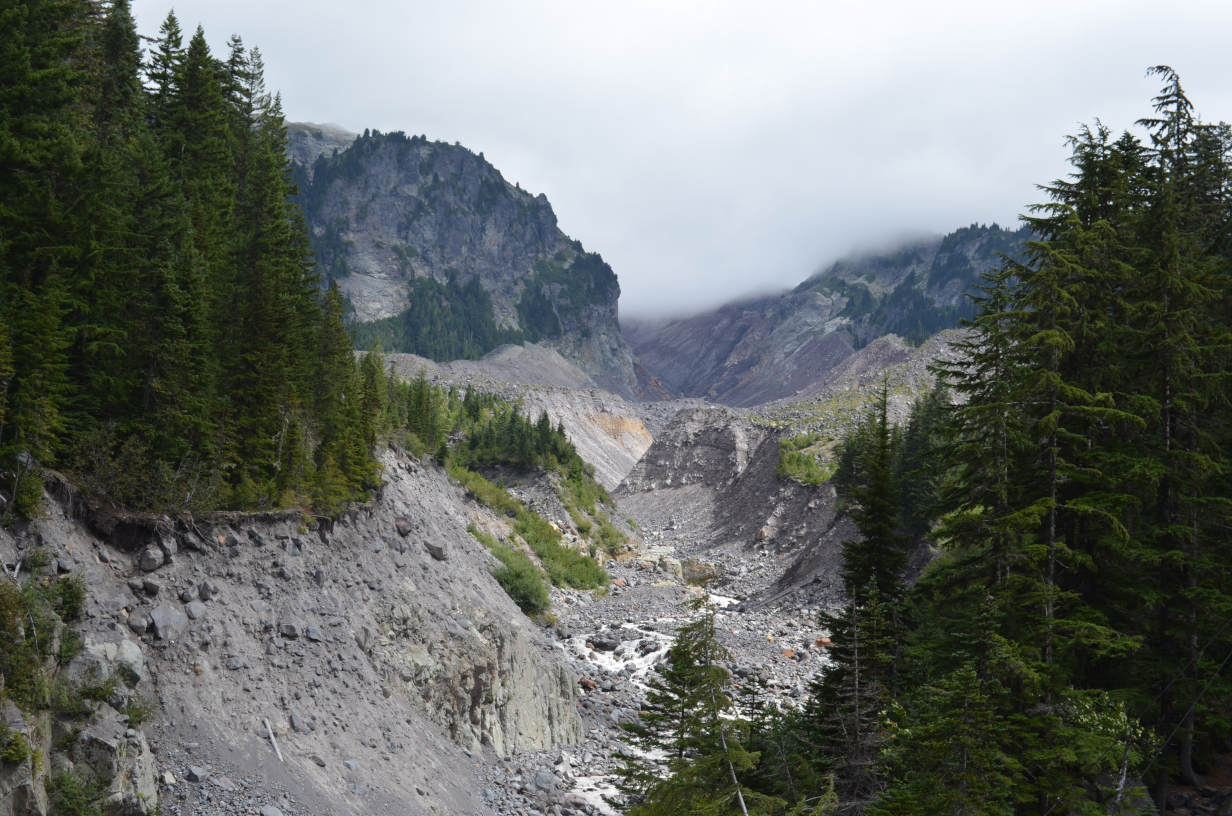 Another view of Tahoma Creek, looking upstream from near the bridge