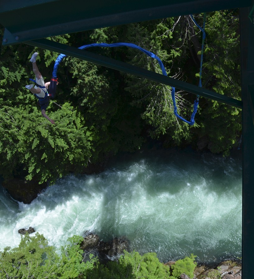 Guy jumping off bridge