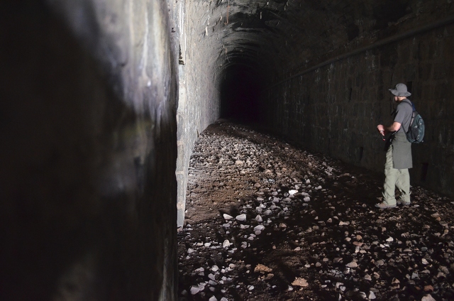 Photo of the interior of a snow shed/tunnel