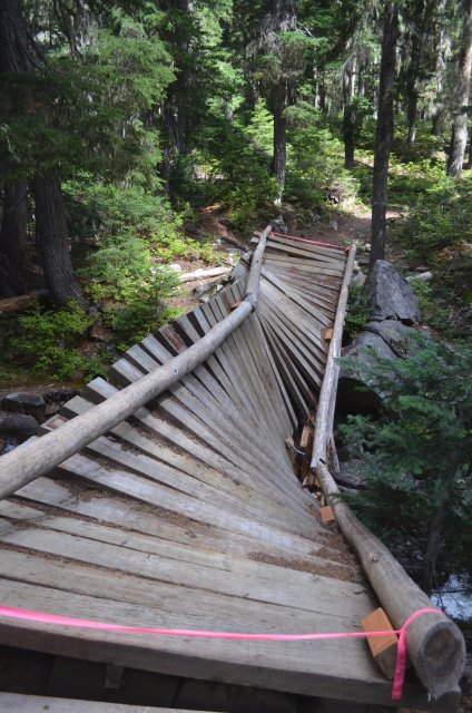 Collapsed Bridge Creek bridge, Pacific Crest Trail