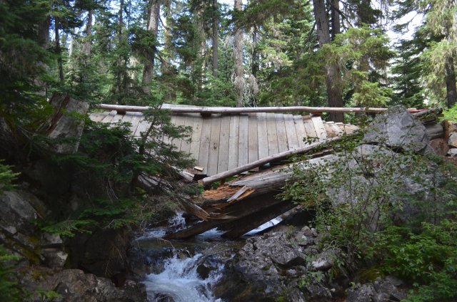 Collapsed Bridge Creek Bridge, Pacific Crest Trail